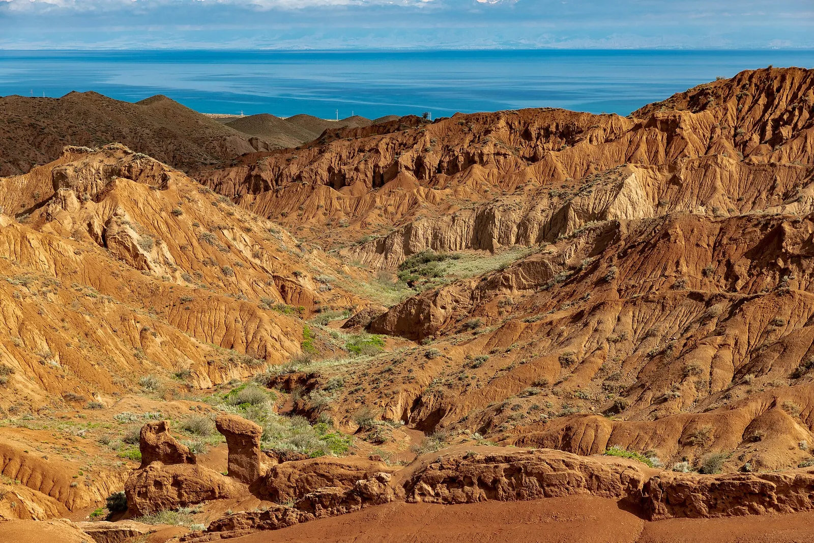 The eroded red formations of Skazka canyon