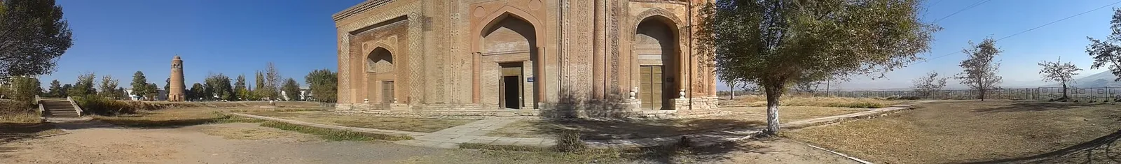 Brick minaret of Uzgen next to the Karakhanid mausoleums
